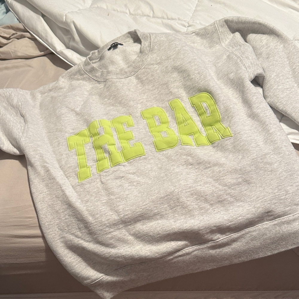 THE BAR Gray Sweatshirt with Lime Green